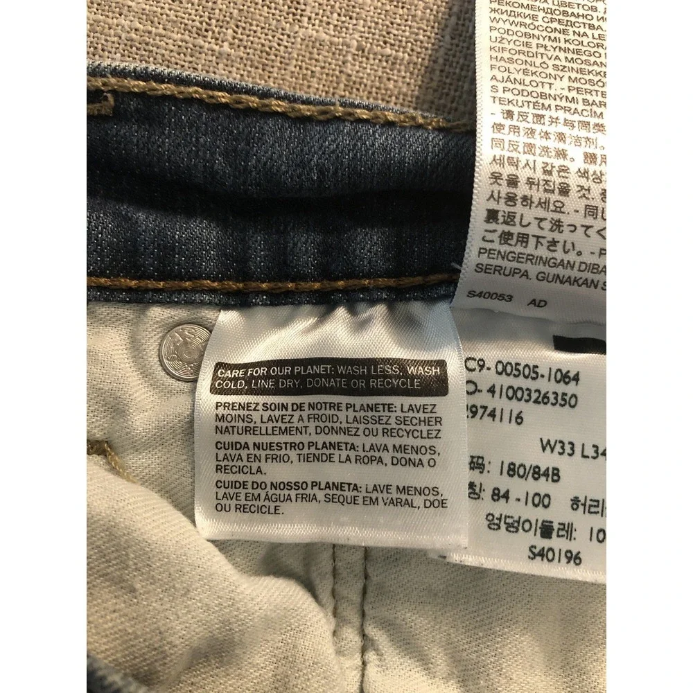 Levis 505 Jeans Men 33x34 Blue Medium Wash Regular Fit Casual Western Classic
